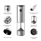 1 x RAW Customer Returns CIRCLE JOY electric salt and pepper mill set, battery-operated spice mill made of stainless steel with base, washable 95 ml transparent container, white LED light and adjustable coarseness, silver - RRP €28.99