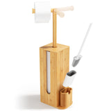 1 x RAW Customer Returns Rainsworth Standing Toilet Paper Holder, Toilet Paper Holders with Toilet Brush Holder, Bamboo 78.5 x 20 x 18 cm - RRP €49.99