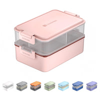 1 x RAW Customer Returns linoroso Lunch Box Adult Lunch Box with 3 Compartments Bento Box with Sauce Container and Crockery Lunch Box for Microwave and Dishwasher Plastic BPA Free - Pink - RRP €30.2