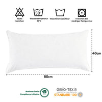 1 x RAW Customer Returns puredown set of 2 down pillows, pillow 40x80cm, 720g filling feather pillow, goose down stomach sleeper pillow washable, 100 cotton cover, white - RRP €59.99