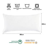 1 x RAW Customer Returns puredown set of 2 down pillows, pillow 40x80cm, 720g filling feather pillow, goose down stomach sleeper pillow washable, 100 cotton cover, white - RRP €59.99