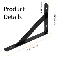 1 x RAW Customer Returns CHUEHKAK 12 Pack Shelf Brackets 90 Degree Shelf Bracket Black Steel Shelf Support 150mm Heavy Duty Bracket with Screws Angle Shelf Bracket Shelf Bracket for Bookshelves, Wall Mounting and Bathroom - RRP €17.04