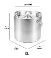 1 x RAW Customer Returns Tebery 3L stainless steel ice bucket, double wall ice bucket set, insulated ice container including lid and tongs, ice scoop, keeps ice cold and dry. Ideal for home bar, party, beer, wine - RRP €25.2