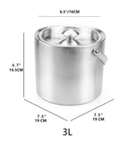 1 x RAW Customer Returns Tebery 3L stainless steel ice bucket, double wall ice bucket set, insulated ice container including lid and tongs, ice scoop, keeps ice cold and dry. Ideal for home bar, party, beer, wine - RRP €25.2