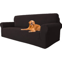 1 x RAW Customer Returns YSTELLAA Stretch Sofa Cover 3 Seater, Super Elastic Sofa Cover With Armrests Washable, Scratch-Resistant Non-Slip Sofa Cover for Dogs Cats and Pets Coffee, Sofa Width 183cm-234cm  - RRP €42.64