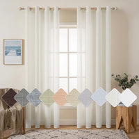 1 x RAW Customer Returns MIULEE Cross Linen Curtains Pure Color Translucent Bedroom Curtains Modern Transparent Decoration for Window Living Room Bedroom Dining Room Kitchen Living Room 2 Sheets 140x225cm Cream - RRP €25.2