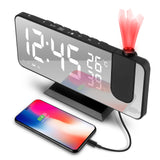 1 x RAW Customer Returns tEEZErshop projection alarm clock, alarm clock with projection 180 with color changing night light, color changing digital alarm clock with USB connection, large LED display, snooze, dual alarm,6 projection brightness - RRP €28.22