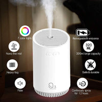 1 x RAW Customer Returns Humidifier, Portable Cool Mist Humidifier, Cordless Essential Oil Diffuser, Auto Shut-Off, Runs Up To 12 Hours 320ml  - RRP €24.99