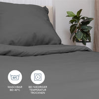 1 x RAW Customer Returns Duvet Cover Bed 200x200 cm with 2 Pillowcases 65x65 cm - Anthracite - Duvet Cover 200x200 Adult made of 100 Microfiber. Duvet Cover Certified without Chemical Products Oeko Tex  - RRP €19.99