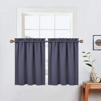 1 x RAW Customer Returns LinTimes Blackout Curtains,Modern Half Cafe Kitchen Window Curtains for Bathroom Short Blinds for Small Windows,66cmx61cm 26x24 inch ,Set of 2 Dark Gray - RRP €14.99