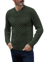 3 x Brand New Cicy Bell Men s V Neck Sweater Long Sleeve Male Basic Knitted Sweater Classic Fine Knit Sweater for Men Military Green L - RRP €92.55