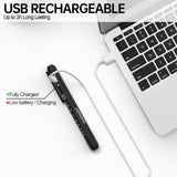 1 x RAW Customer Returns RISEMART Pupil Light Diagnostic Light, Rechargeable LED Pupil Light with USB Cable, Warm Cool White, Portable Aluminum Pupil Light with Clip Black  - RRP €8.05