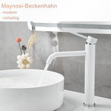 1 x RAW Customer Returns Maynosi wash basin mixer tap high, tap with spout height 190mm, without drain fitting, bathroom tap with flexible hoses, modern minimalist design, white - RRP €54.23