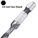 1 x Brand New 6 SAE HSS Combined Tap Bits 1 4 Hex Shank for Tapping Soft Metal - RRP €26.4