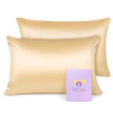 1 x RAW Customer Returns OLESILK Silk Pillowcase Cushion Cover Hair and Skin Care with Zipper 16 Momme 2 Pieces Gold 40x80cm - RRP €46.38