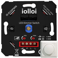 1 x RAW Customer Returns iolloi dimmer switch, LED dimmer switch, flush-mounted socket, rotary dimmer for dimmable LED halogen bulbs, dimmer for LED lamps, 230V, 5-300W with cover with clamping claws, LED 300W  - RRP €30.4