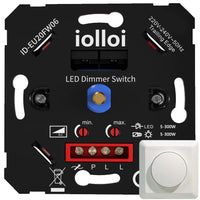 1 x RAW Customer Returns iolloi dimmer switch, LED dimmer switch flush-mounted rotary dimmer for dimmable LED halogen lamps, dimmer for LED lamps, 230V, 5-300W with cover with clamping claws, LED 300W  - RRP €31.98