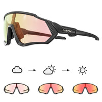 1 x RAW Customer Returns KAPVOE Photochromatic Self-tinting Cycling Glasses TR90 Frame for Men Women Clear Sports Sunglasses Sports Cycling MTB Cycling Glasses Sports Glasses Driving Fishing Running Red Black 02 - RRP €37.97