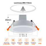 1 x RAW Customer Returns DUSKTEC LED recessed spotlight 230V RGB, LED spots RGBW color change 10W, ceiling spots flat colored 95-110mm hole size set of 4, LED recessed spots dimmable smart app controlled white, IP44 recessed lights Bluetooth - RRP €34.43