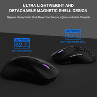 1 x RAW Customer Returns YINDIAO AJAZZ AJ199 Wireless Gaming Mouse, Ultralight 60g , Optical Sensor Pixart PAW3395, 26000 DPI, 2.4 GHz, 1ms, USB-C Cable, 6 Programmable Buttons, Long Battery Life, PTFE Feet, PC MAC - Black - RRP €58.99