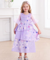 1 x Brand New Snyemio Mirabel Costume Dress for Girls Isabela Princess Dress for Girls with Short Sleeves for Halloween Carnival Birthday Party, Purple, 104-110 Label 100  - RRP €28.72