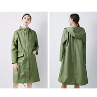 1 x RAW Customer Returns Anyoo Waterproof Raincoat for Women Hooded Rain Jacket Lightweight Long Raincoat Windbreaker Trench Coat Army Green One Size - RRP €27.99