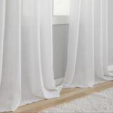 1 x RAW Customer Returns VOILYBIRD curtain loop curtain set of 2 for living room linen blend white, H220 x W140 cm  - RRP €34.27