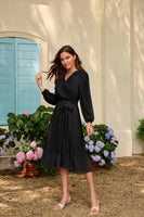 1 x RAW Customer Returns GRACE KARIN Women s Wrap Dress Elegant V Neck Sequin Dress Long Sleeve Midi Dress Bridesmaid Dress Black L - RRP €42.98