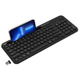 1 x RAW Customer Returns cimetech Wireless Keyboard, Bluetooth and 2.4G Keyboard, Italian Design with 3 Channels Multi-Device for iOS, Android, Windows, Smartphone Black  - RRP €27.58