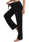 1 x RAW Customer Returns EXCHIC Women s Casual Stretchy Straight Leg Pants with Drawstring Elastic Waist Yoga Pants with Pockets S, Black  - RRP €26.98