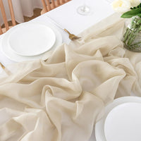 1 x RAW Customer Returns CHUQING Beige Chiffon Table Runner Wedding Beige Cream Table Decoration Birthday Communion Ivory 75cm x 4m - RRP €23.18