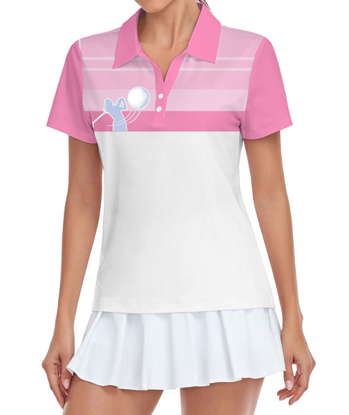 1 x RAW Customer Returns SwissWell Polo Shirt Women s Short Sleeve Sports Breathable T-Shirt Tennis Golf Polo Shirts Summer Outdoor Polo Shirt 1340Pink, L  - RRP €25.2