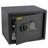 1 x RAW Customer Returns Homesafe HV30E safe with key, electronic furniture safe, document safe, electronic safe for home, shop, office, hotel, money, 30x38x30cm HxWxD , carbon satin black - RRP €89.87