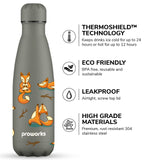 1 x RAW Customer Returns Proworks stainless steel drinking bottle 24 hours cold and 12 hours hot - vacuum water bottle - insulated bottle for sports, running, cycling, yoga and camping - 750ml - heavenly - fox yoga - grey - RRP €24.29