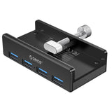 1 x RAW Customer Returns ORICO USB Hub Clip Type, 4 Port USB 3.0 Hub 5 Gbps Super Speed Mini Aluminum Data Hub with 150cm Cable A to A, Black for Monitors Desks Without Power Supply Port - Black - RRP €25.2