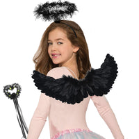 1 x Brand New Angel wings costume, feather wings angel with halo and magic wand for children women, Halloween carnival cosplay party - RRP €9.98