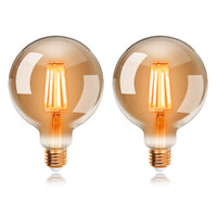 1 x RAW Customer Returns EXTRASTAR Edison vintage light bulb, G95 E27 LED filament lamp, 95 mm diameter, 4 W replaces 40 W incandescent bulb, 400 LM, 2200 K warm white, amber glass, not dimmable, 2 pieces - RRP €12.1