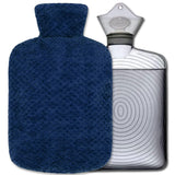 1 x RAW Customer Returns FLYILY 2L Hot Water Bottle with High-Quality Cozy Fluffy Cover Removable and Washable Furry Bottle Cover Dark Blue, 2L  - RRP €9.06