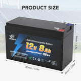 1 x RAW Customer Returns melasta 12V 8Ah LiFePO4 battery, BMS protection, rechargeable 2000 cycles deep cycle lithium battery, lithium battery, perfect replacement for lead-acid batteries for caravans, camping, solar systems, boats - RRP €48.99