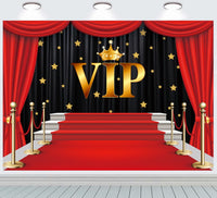 1 x RAW Customer Returns INRUI Red Carpet VIP Photography Backdrop Stage Channel Gold Glitter Spots With Curtain Background Party Video Shooting Decorations 2.4 x 1.8 m  - RRP €26.39