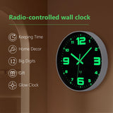 1 x RAW Customer Returns ACCSHINE Luminous Wall Clock Radio Clock Wall Clock Without Ticking Noises Silent 30cm Quartz Modern Large Battery Wall Clock Easy to Read for Room Home Kitchen Bedroom Office School Luminous Wall Clock  - RRP €31.99