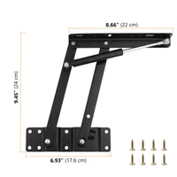 1 x RAW Customer Returns CHUEHKAK 2 pieces furniture hinge spring lift up, coffee table lifting mechanism, pneumatic, elevator, folding lift up spring hinges, lift up for coffee table, with 16 screws, black - RRP €20.99