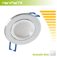 16 x Brand New YanFeiYit Premium Ultra Flat LED Recessed Light 5W 230V replaceable ceramic module Dimmable Pivotable recessed spotlight Brushed aluminum round 5 pieces - warm white  - RRP €326.4