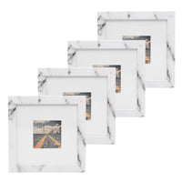 1 x Brand New Muzilife marble structure picture frame set of 4 20x20cm with passepartout for pictures 10x10cm - white MDF photo frame with glass pane for portraits, collages, wall hangings or table decoration - RRP €27.22