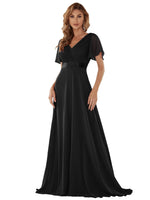 1 x RAW Customer Returns Ever-Pretty Women s Evening Dress Empire Style A-Line V-Neck Short Sleeves Long Black 46 - RRP €77.99