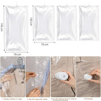 1 x RAW Customer Returns GQC Hanging Vacuum Clothes Bags, 4 Pieces, Space Saving Vacuum Storage Bags for Clothes, Wardrobe Organizer, Transparent and Reusable Clothes Bags with Hand Pump - RRP €18.62