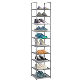 1 x RAW Customer Returns 10 Tier Vertical Shoe Rack, Narrow Shoe Rack, Freestanding Sturdy Stackable Shoe Rack Organizer, Nonwoven Fabric and Metal Shoe Rack for Entryway, Bedroom, Gray - RRP €19.15