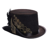 1 x RAW Customer Returns BPURB Unisex Steampunk Top Hat Halloween Hat Women Men Gothic Black Feather Gear Hats Headwear Costume Accessories 61cm 24.02 Inches, Black  - RRP €29.99