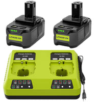 1 x RAW Customer Returns 2 Pack 18V 5.5Ah Lithium Battery and Charger for Ryobi One , Li-ION Replacement Battery and Charger for Ryobi 18V One P108 P107 P104 P105 P102 P103 Tools - RRP €21.6