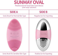 1 x RAW Customer Returns SUNMAY Oval Sonic Facial Cleansing Brush and Facial Firming Device Facial Massager with Positive and Negative Ion Function for All Skin Types - RRP €34.99